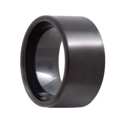 Pipe Cut 12mm Extra Wide Black Tungsten Ring